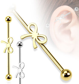 Hollywood Body Jewelry Titanium Industrial Barbell Silver Bow 38mm
