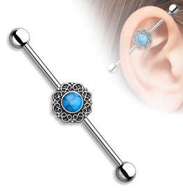 Hollywood Body Jewelry Titanium Stone Center Industrial Barbell 38mm