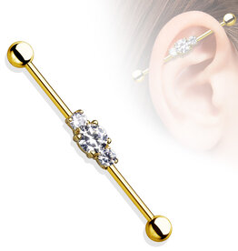 Hollywood Body Jewelry Industrial Barbell GOLD 38mm