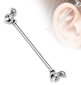 Hollywood Body Jewelry Horse Industrial Barbell Silver 38mm