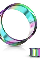 Hollywood Body Jewelry Rainbow Double Flared Tunnel 6G