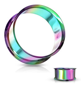 Hollywood Body Jewelry Rainbow Double Flared Tunnel 8G