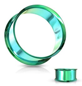 Hollywood Body Jewelry Green Double Flared Tunnel Plug Surgical Steel 8G