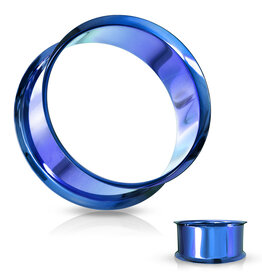 Hollywood Body Jewelry Blue Double Flared Tunnel Plug PVD Over 316L Surgical Steel 6