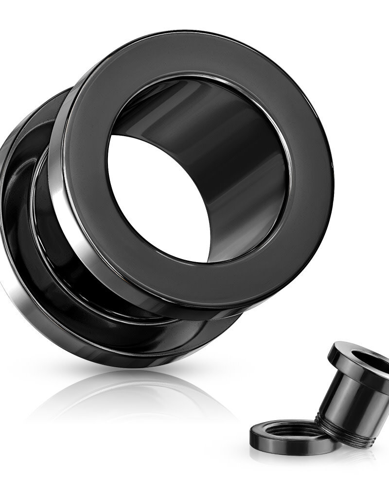 Hollywood Body Jewelry Black Screw Fit Flesh Tunnels Surgical Stainless Steel 0