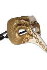Long Nose Mask - Ivory & Gold