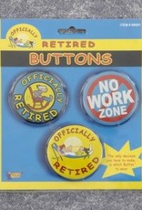 OFFICIALLY RETIRED BUTTONS 3PK