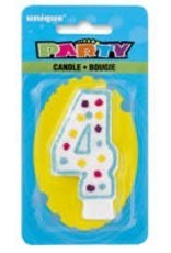 POLKA DOT NUMERAL 4 BIRTHDAY CANDLE