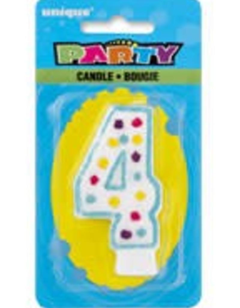 POLKA DOT NUMERAL 4 BIRTHDAY CANDLE