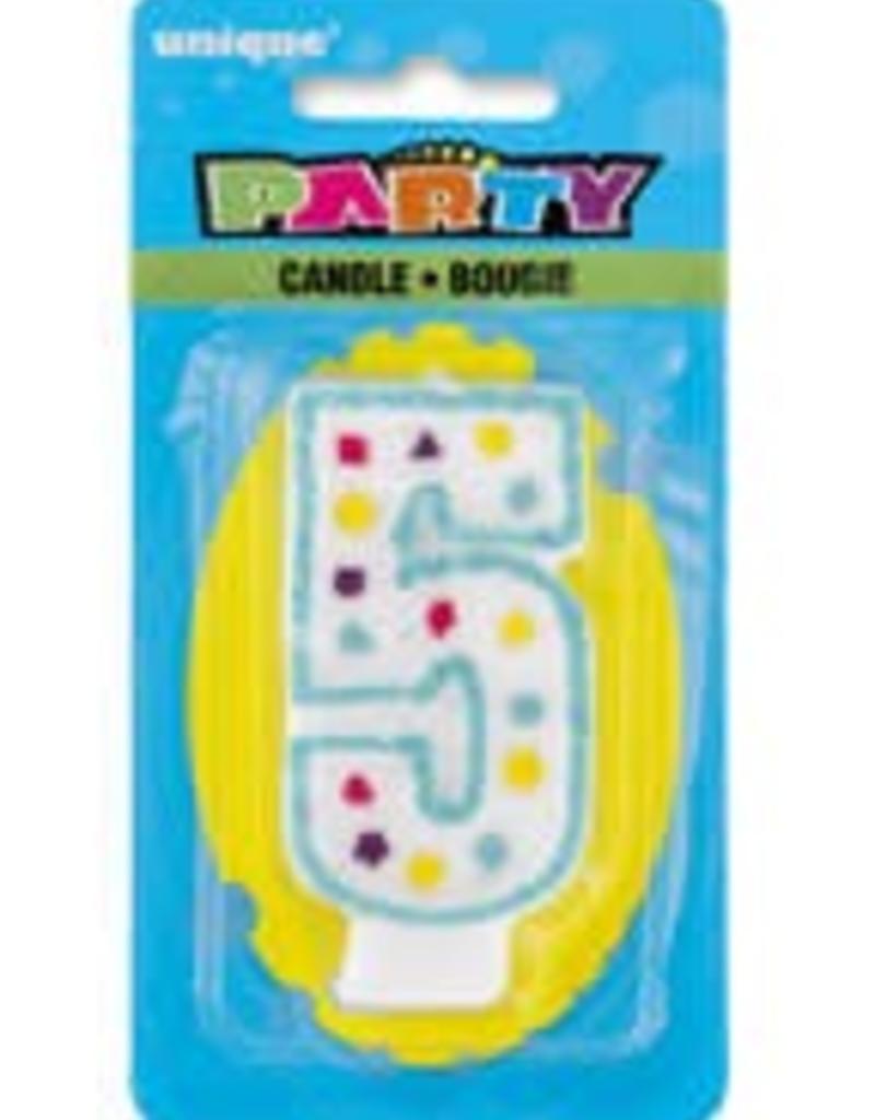 POLKA DOT NUMERAL 5th BIRTHDAY CANDLE