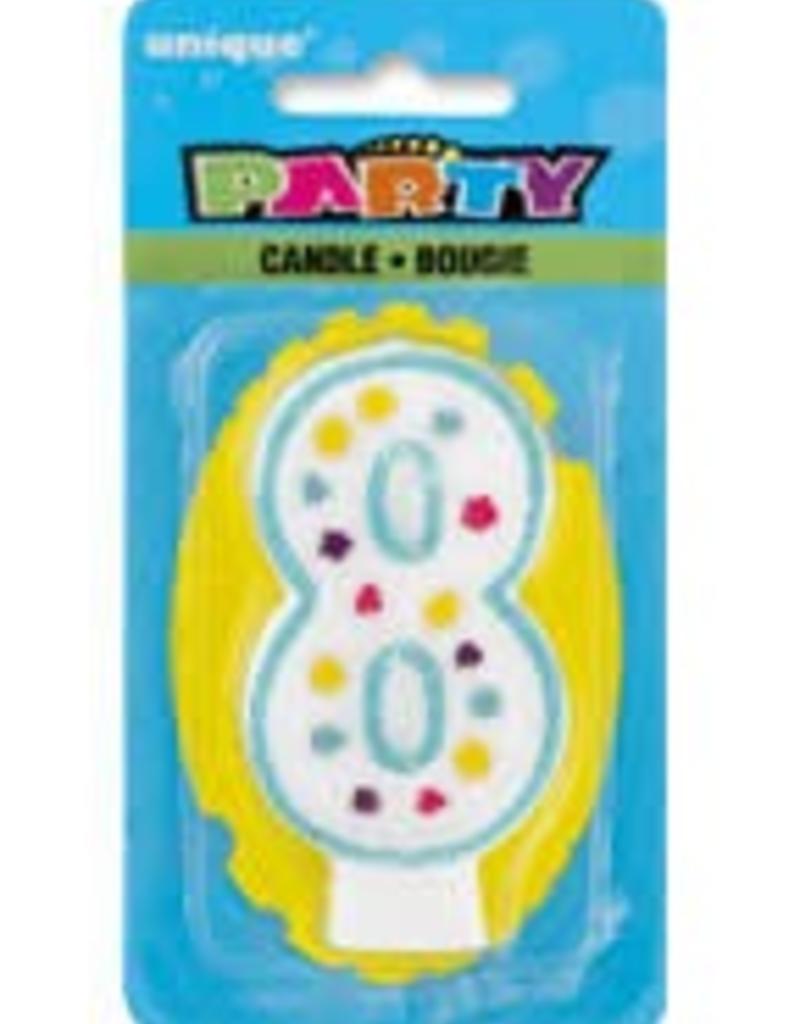 POLKA DOT NUMERAL 8 BIRTHDAY CANDLE