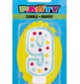 POLKA DOT NUMERAL 9TH BIRTHDAY CANDLE