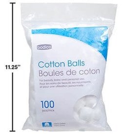 Bodico 100-pc Cotton Balls, 100% COTTON, resealable bag