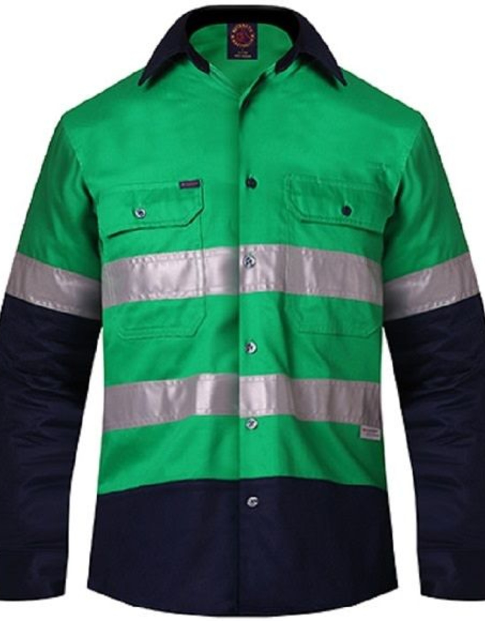 Ritemate 2 tone cotton twill hi vis 3m reflectivetaped ls shirt