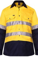 Ritemate Ritemate RM107V2R 2 Tone Light Weight Vented 3M Tapped Hi Vis LS Shirt