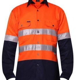 Ritemate Ritemate RM107V2R 2 Tone Light Weight Vented 3M Tapped Hi Vis LS Shirt