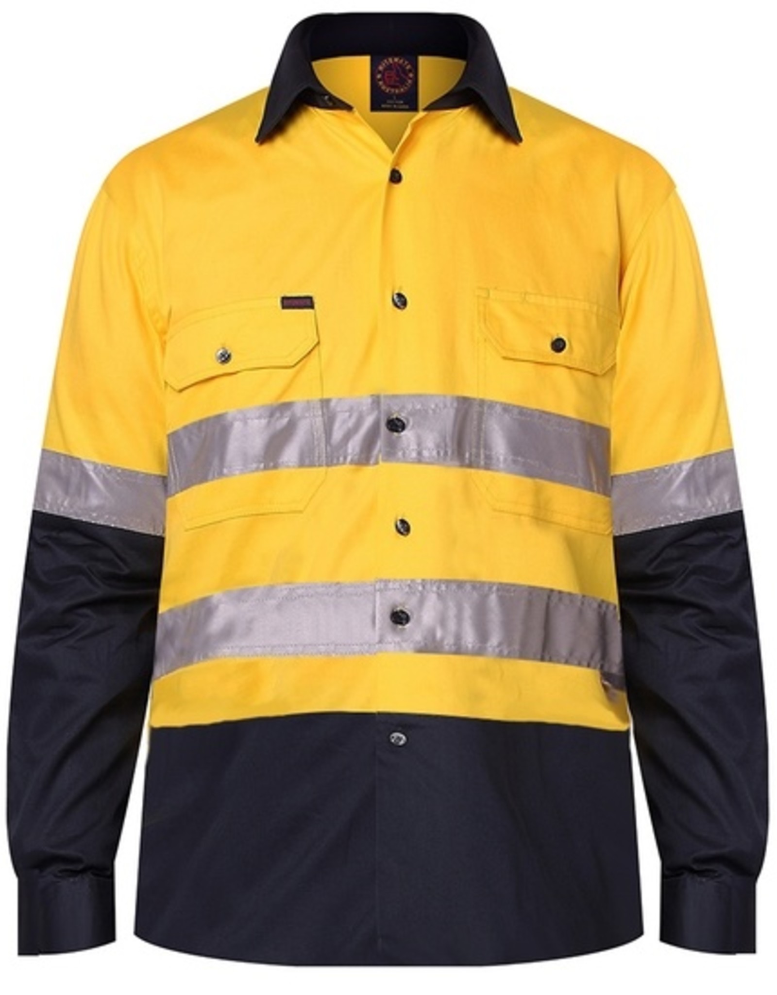 Ritemate Ritemate RM1050R 2 Tone Cotton Twill Hi Vis 3M ReflectiveTaped LS Shirt