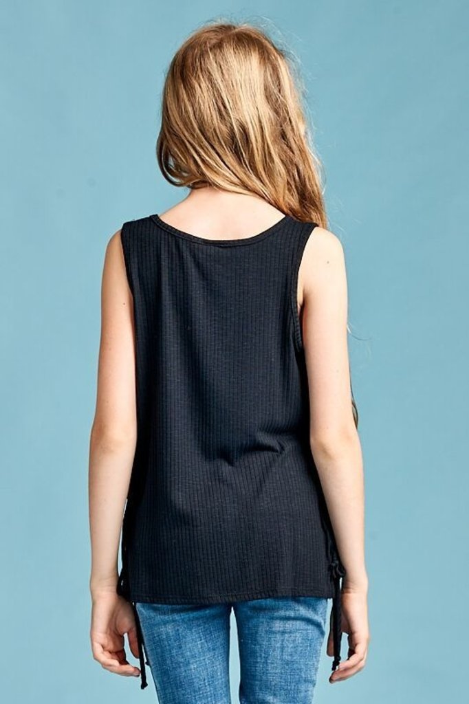 Round Neck Tank W/ Ties On Side