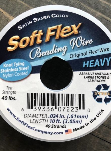 Soft Flex Beading Wire - Satin Silver- Heavy 10ft.