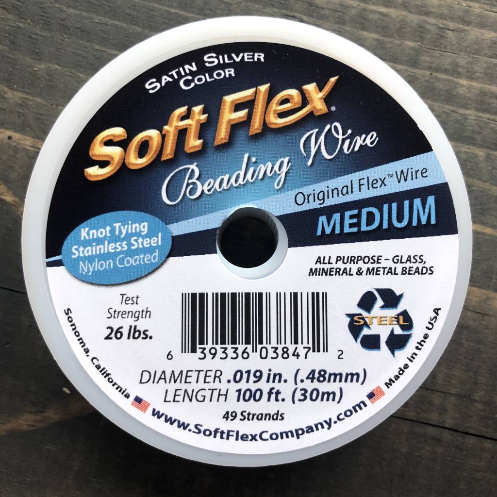 Soft Flex Beading Wire Satin Silver Medium 100ft