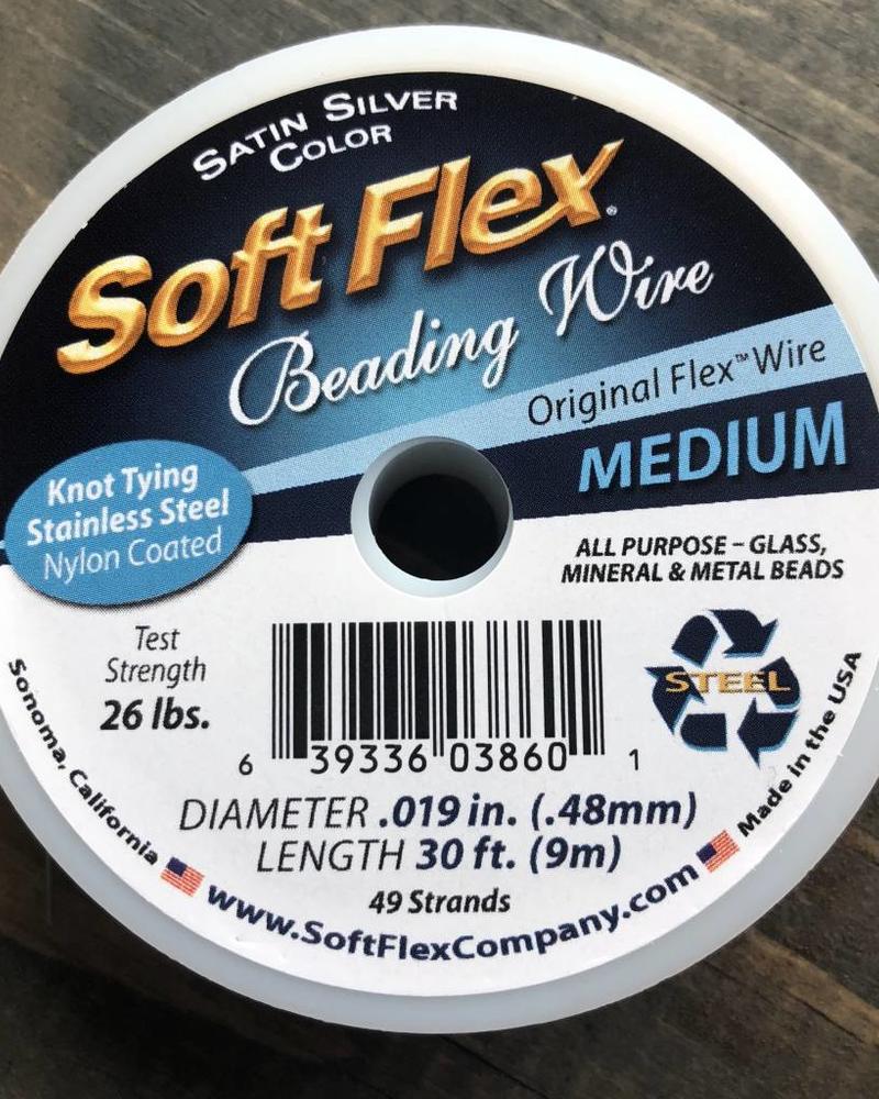 Soft Flex Beading Wire - Satin Silver- Medium 30ft.
