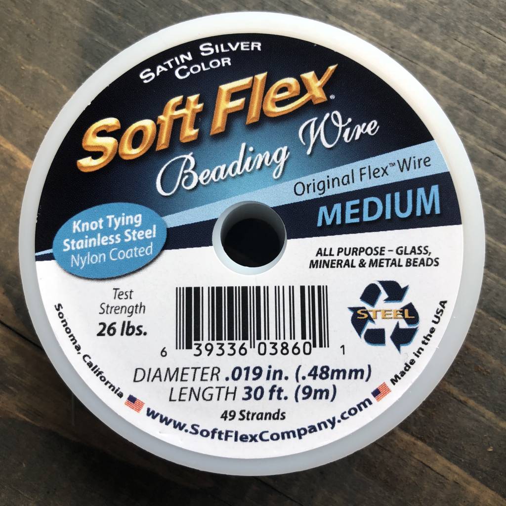 Soft Flex Beading Wire - Satin Silver- Medium 30ft.