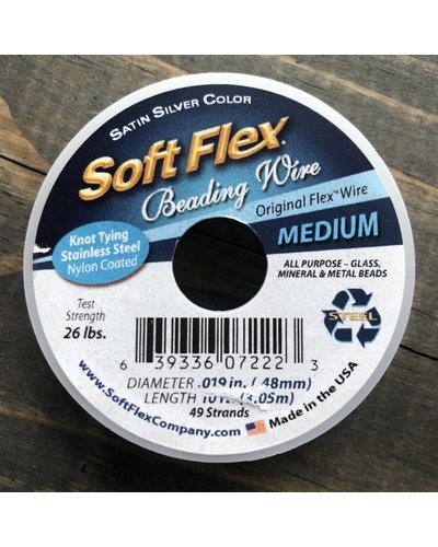 Soft Flex Beading Wire - Satin Silver- Medium 10ft.