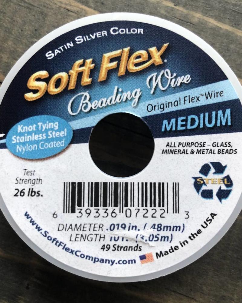 Soft Flex Beading Wire - Satin Silver- Medium 10ft.