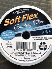 Soft Flex Beading Wire - Satin Silver- Fine 30ft.