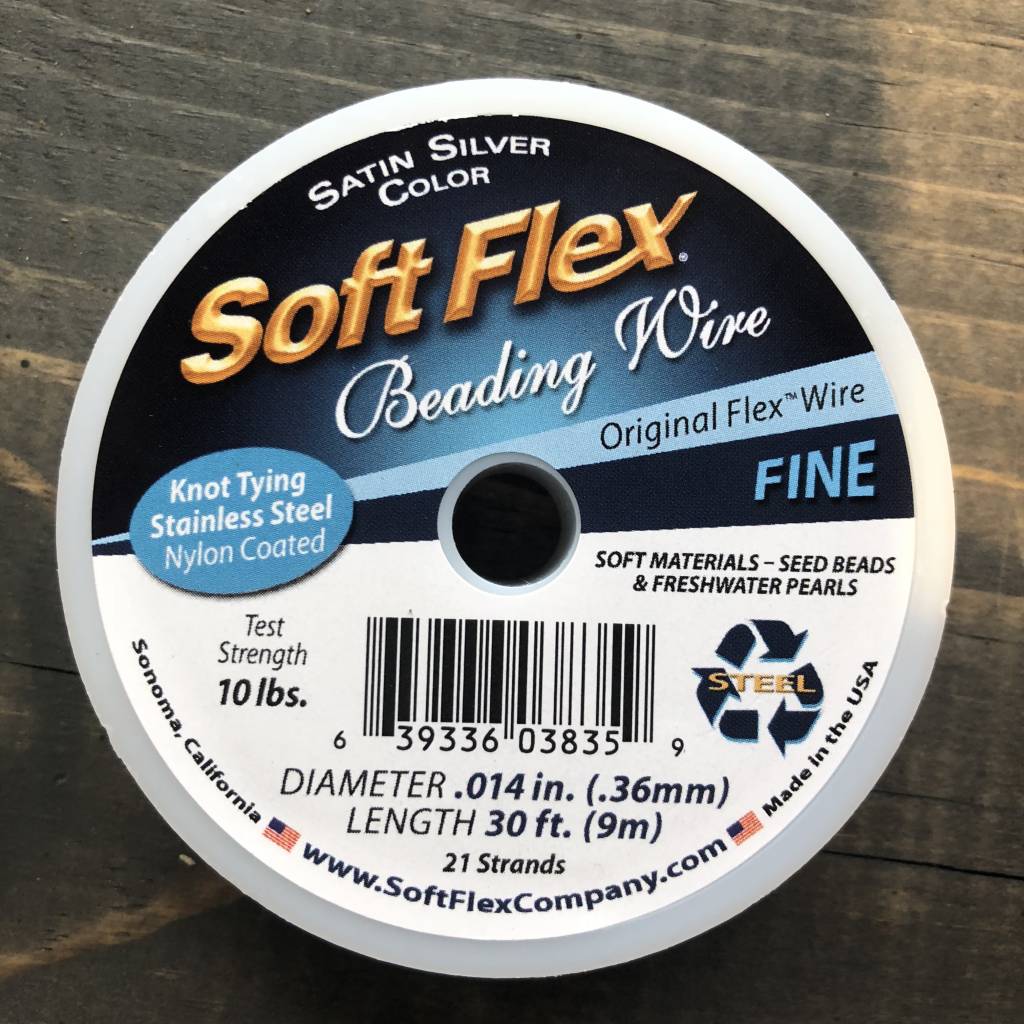 Soft Flex Soft Touch Premium Beading Wire in Satin Silver, Appx .019  Medium Diameter, Appx 30ft - SFW008