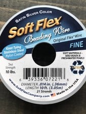 BEADING WIRE 30 Ft Soft Flex Satin Silver FINE .014 21 Strands