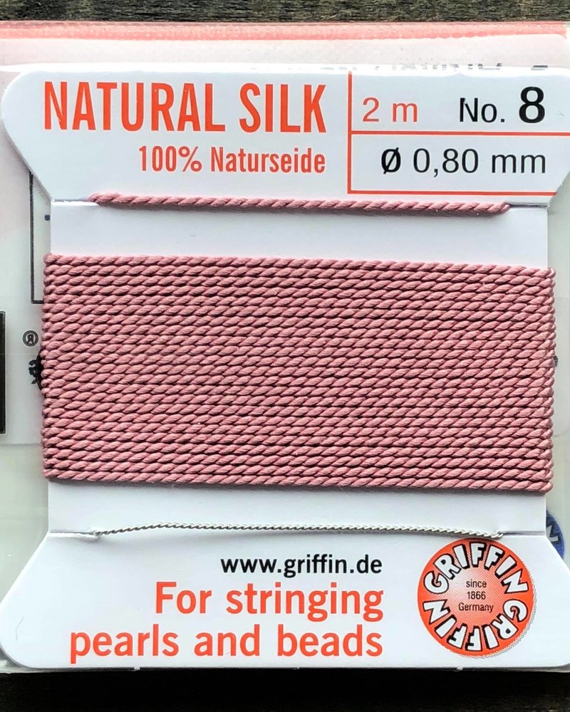 Beading Cord Needles Griffin Silk Thread 2 Pack Dark Pink Size 8