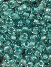 Size 6/0 Czech Glass SIZE 6/0 #789 Crystal Heavy Turquoise Lined Luster