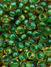 Size 6/0 Czech Glass SIZE 6/0 #784 Topaz Green Lined Rainbow