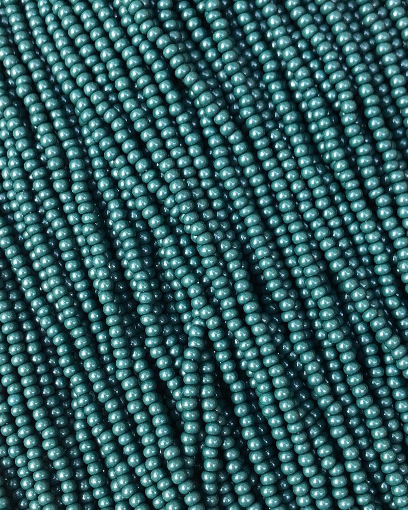 Size 11 Iridescent Navy Blue Glass Seed Beads Hank