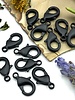 Jet Matte Black Lobster Claw Solid Brass 15x9mm 12pc.