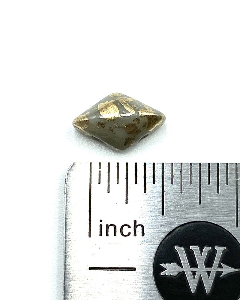 Two Hole Gemduo 8x5mm- Gold Splash Gray Opaque