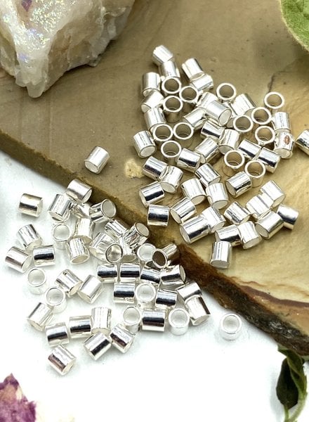 2x2 Silver Tube Crimp Bead-100pc