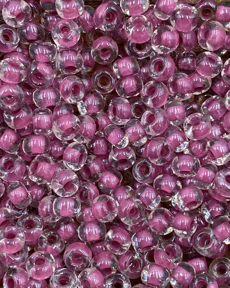 Size 6/0 Czech Glass SIZE 6/0 #1256 Crystal/Cerise Lined (Tint)