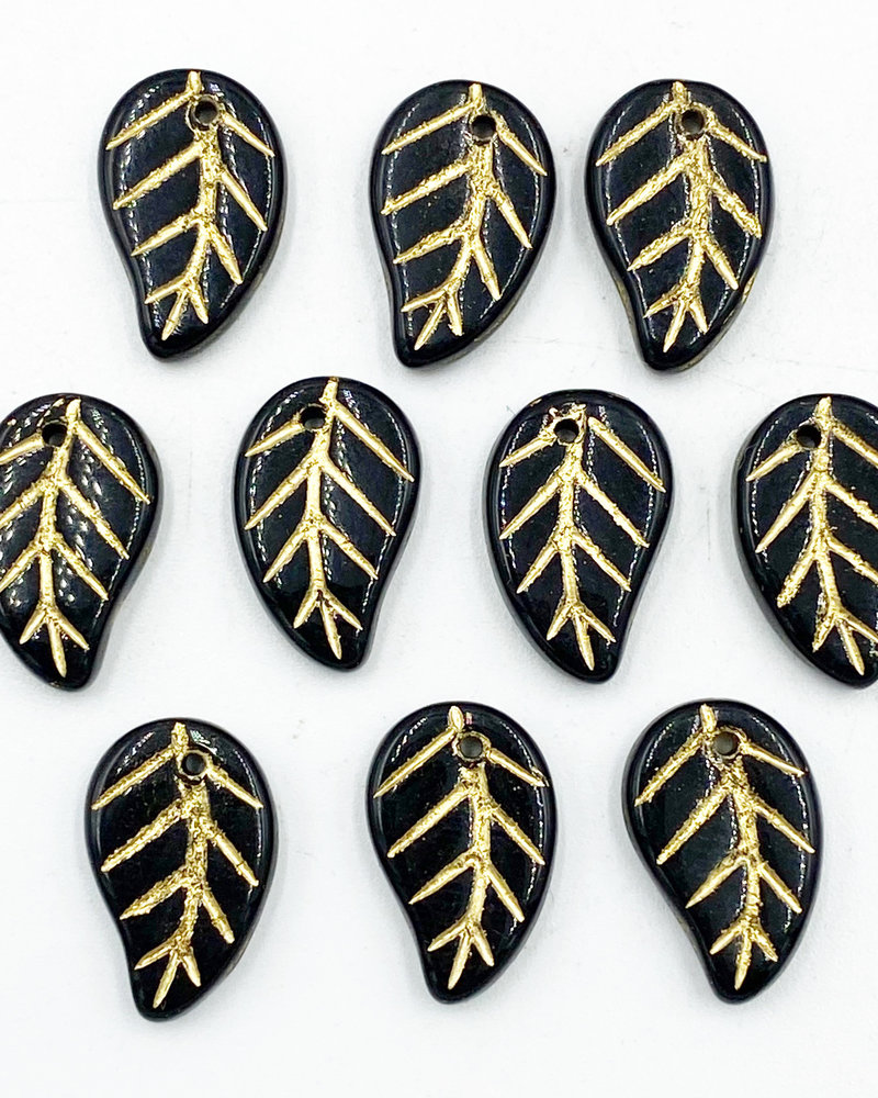 14x9 Jet Gold Leaf- 10 Beads
