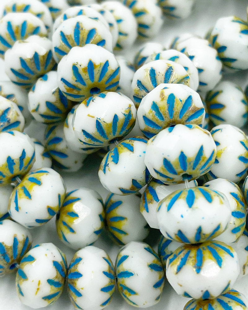 7x10mm Cruller White Picasso Turquoise Wash