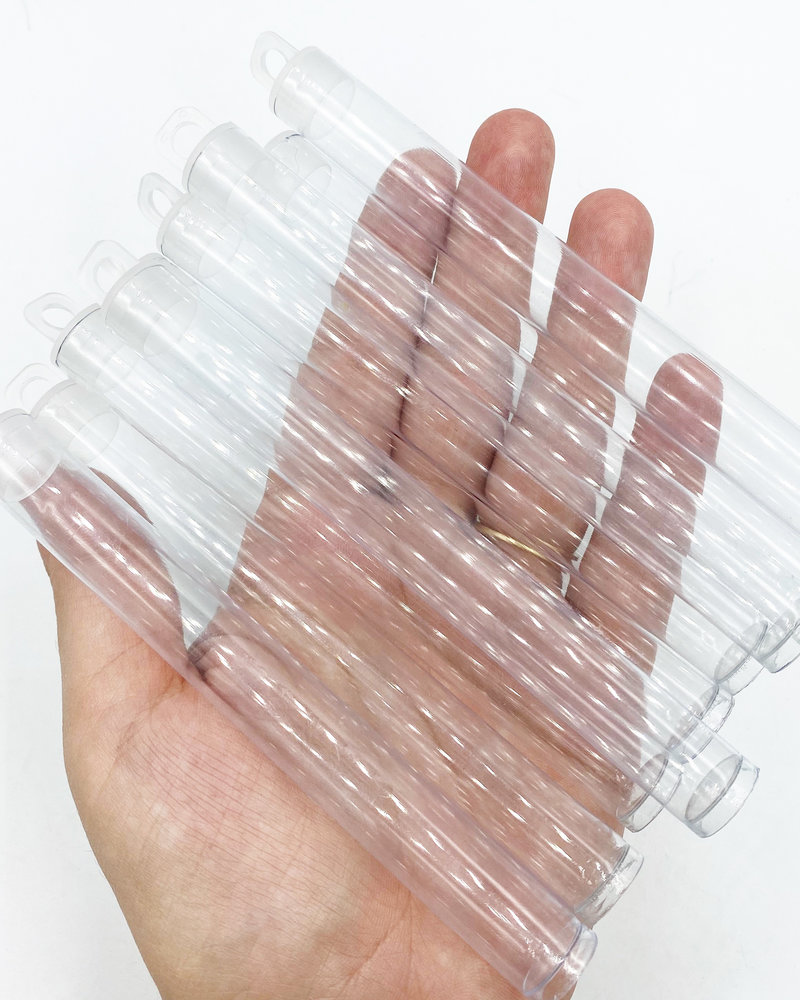 100 x Seed Bead Tubes Vials Storage 2.5 x 9/16 Clear with Hanging Caps