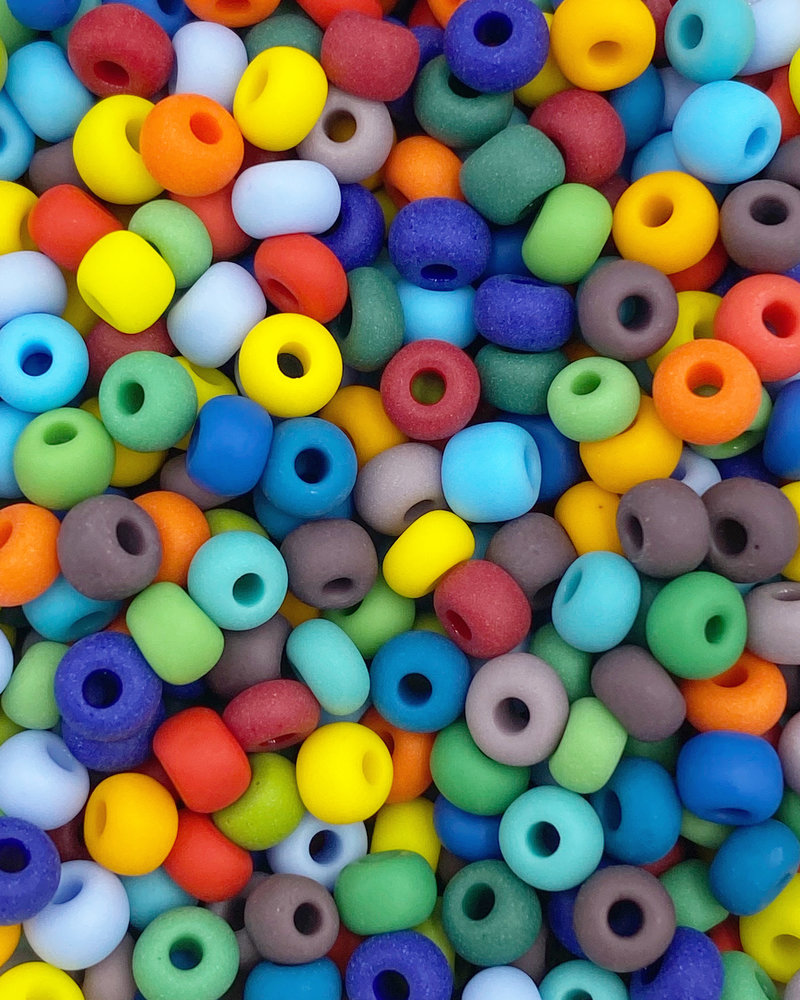 1 Set (40 tiny beads) Rainbow Mix Recycled Glass Beads