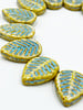 12x16mm Dogwood Leaves Turquoise Honey Picasso