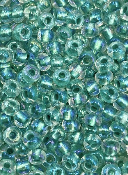 Size 6/0 Czech Glass SIZE 6/0 #1295 Crystal Spearmint Chrome Lined Rainbow