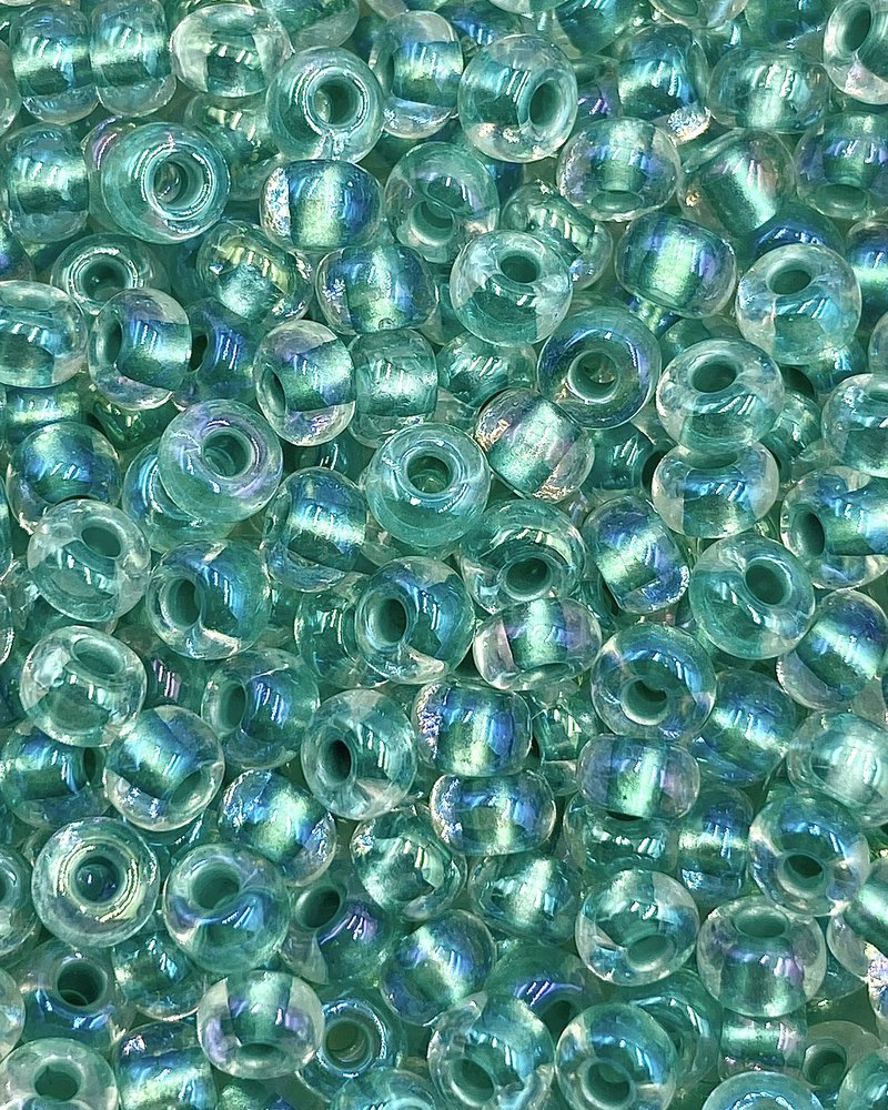 Size 6/0 Czech Glass SIZE 6/0 #1295 Crystal Spearmint Chrome Lined Rainbow