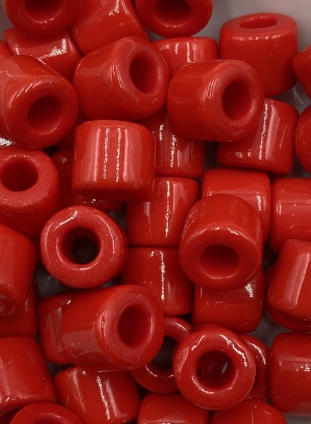 7mm Tube Bead #106 Chinese Red- 50pc.