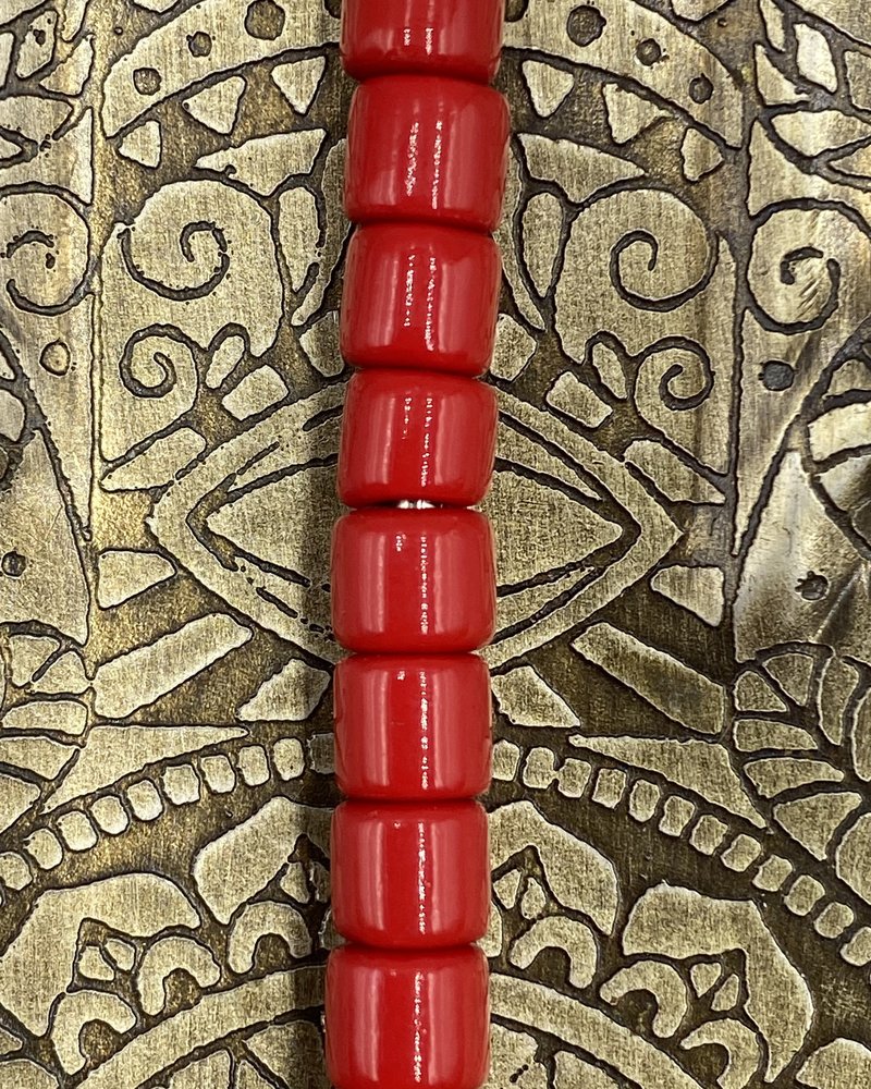 7mm Tube Bead #107 Red- 50pc.
