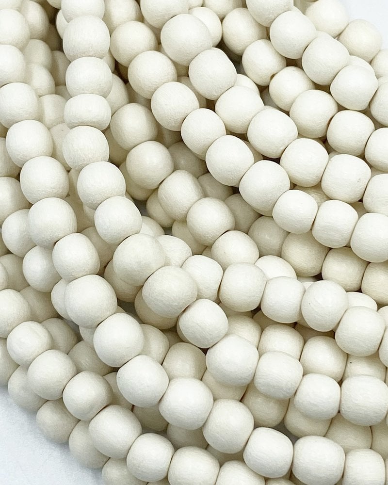 6mm Wood Beads: White