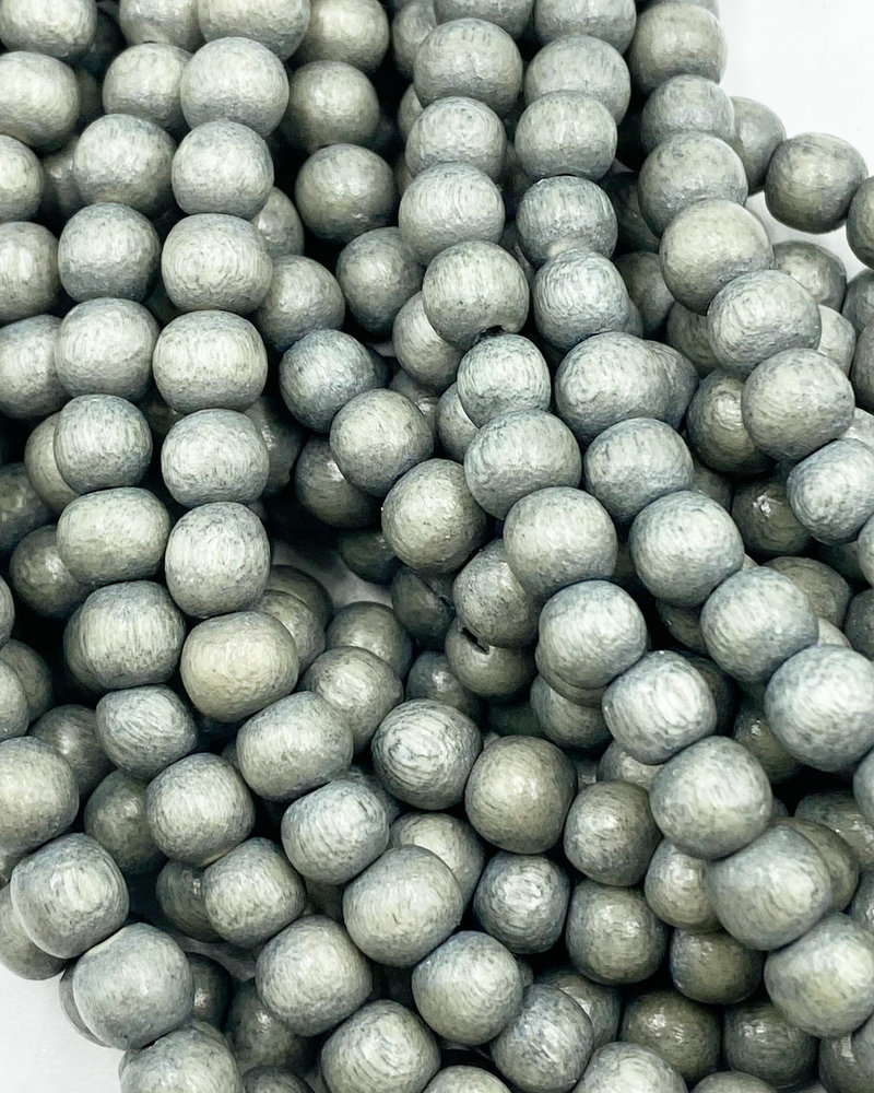 6mm Wood Beads: Cadet Grey